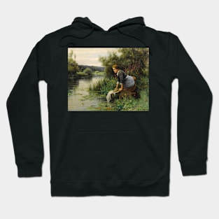 Laundress by the Water's Edge by Daniel Ridgway Knight Hoodie